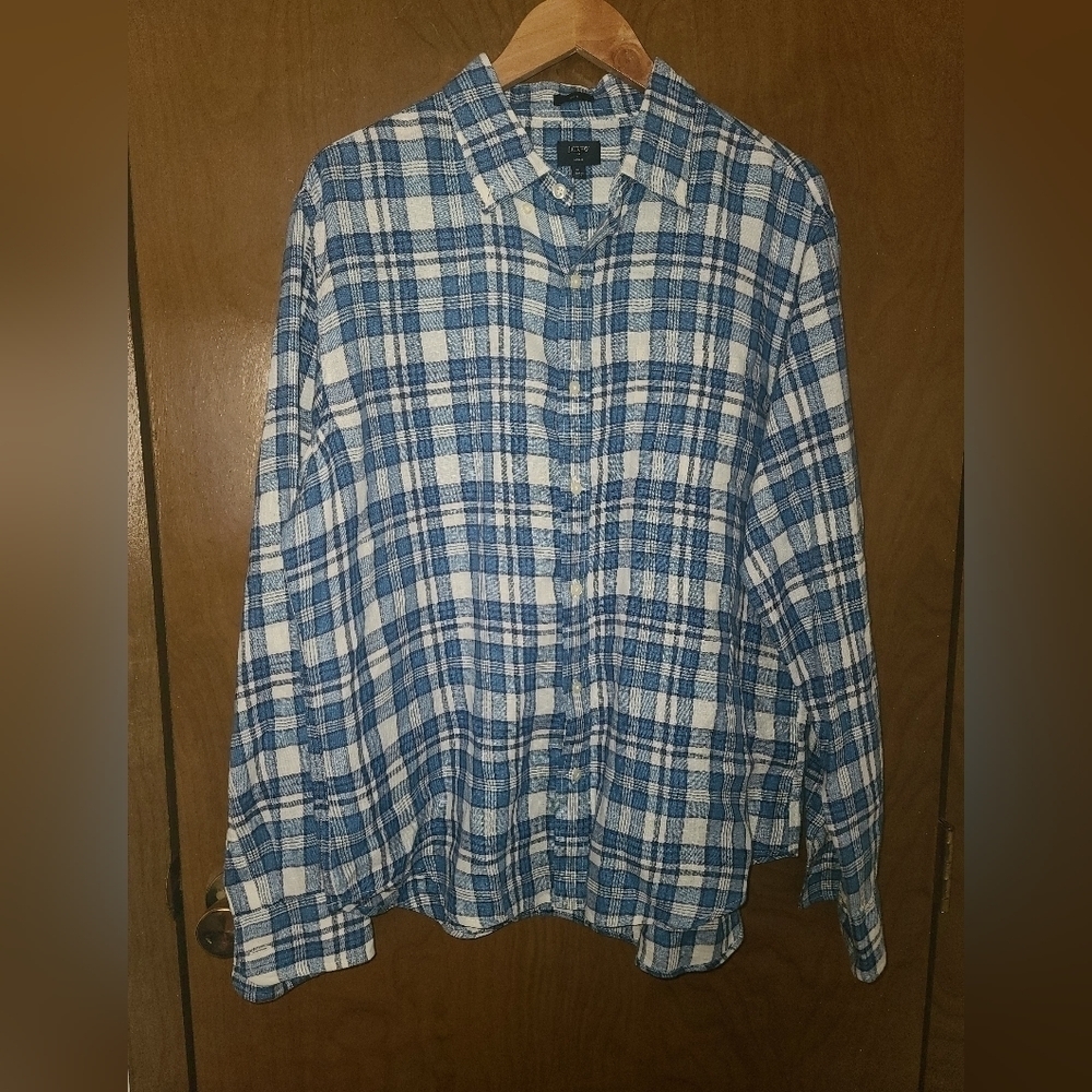 J. CREW slim fit 100% linen button down sz XL